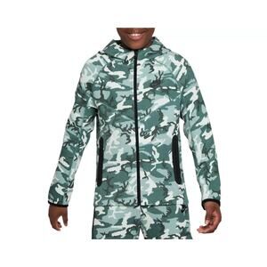 Nike Tech Fleece Full Zip Hoodie Kids Youth XL Green Camo Print Zipper Pockets